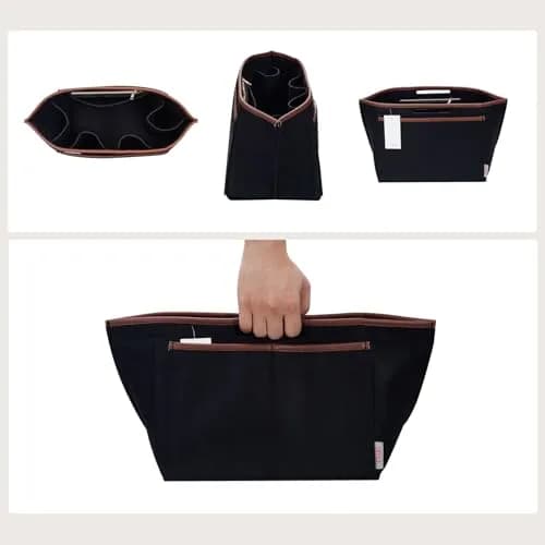 ZTUJO Premium Felt LongChamp Organizer Insert Large | Compatible with Longchamp Le Pliage, Shoulder Bag, Top Handle (Black) thumbnail 2