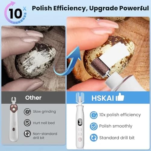 HSKAI Electric Nail File Drill Cordless 50-Piece Kit with LED Lamp | 10-Hour Battery thumbnail 2