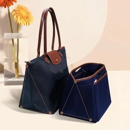 ZTUJO Premium Felt LongChamp Organizer Insert Compatible with Longchamp Le Pliage, Shoulder Bag, Top Handle, Xtra (Navy Blue, Medium) | Bag in Bag thumbnail 7