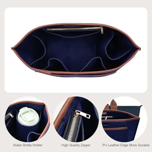 ZTUJO Premium Felt LongChamp Organizer Insert Compatible with Longchamp Le Pliage, Shoulder Bag, Top Handle, Xtra (Navy Blue, Medium) | Bag in Bag thumbnail 4