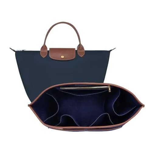 ZTUJO Premium Felt LongChamp Organizer Insert Large | Compatible with Longchamp Le Pliage & Xtra (Navy Blue, Large) thumbnail 1