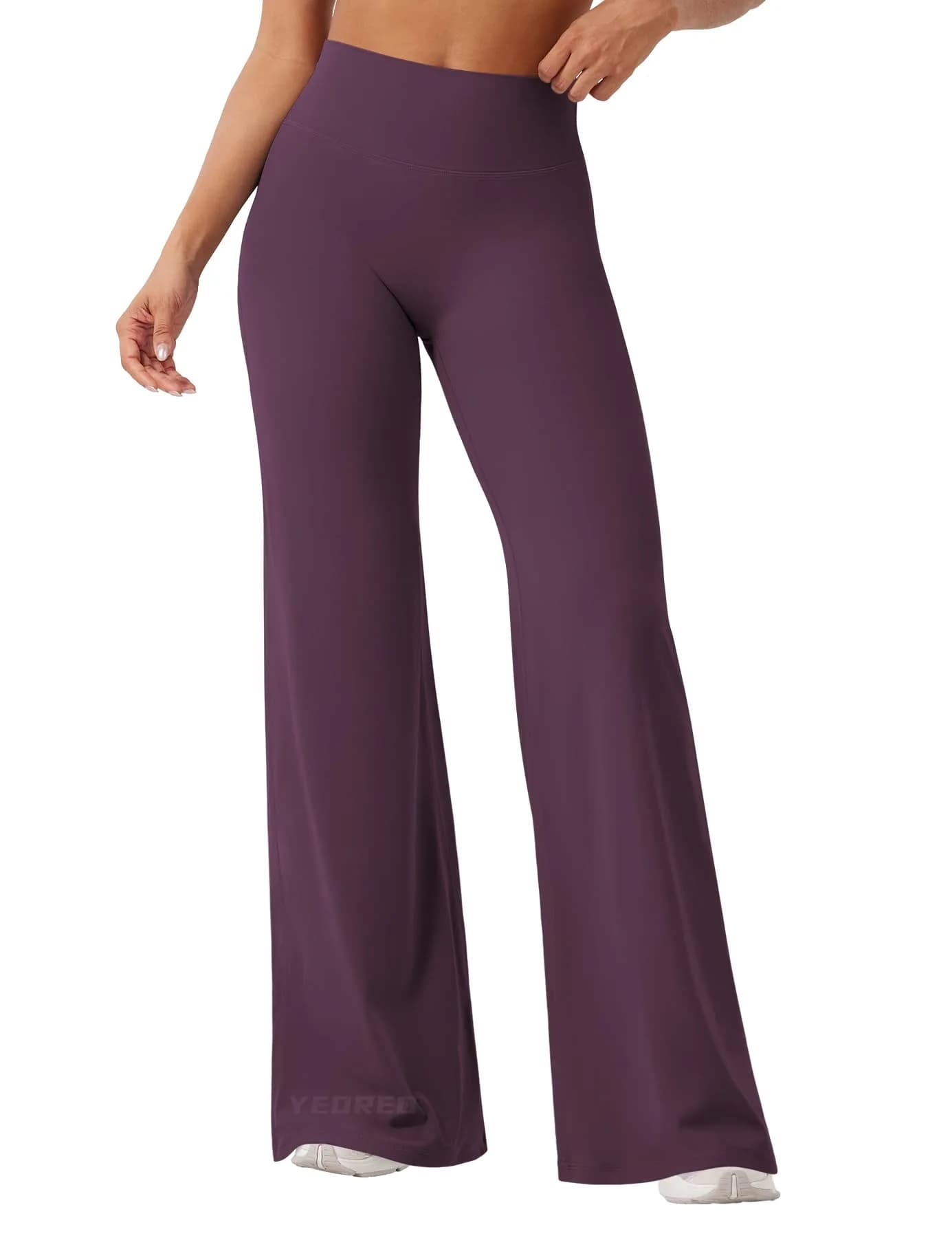 YEOREO Womens Straight Leggings 33" Inseam Yoga Pants Black Berry Purple M | High Waisted Sweat-Wicking — Black Berry Purple