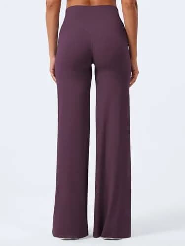 YEOREO Womens Straight Leggings 33" Inseam Yoga Pants Black Berry Purple M | High Waisted Sweat-Wicking thumbnail 4