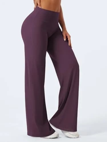 YEOREO Womens Straight Leggings 33" Inseam Yoga Pants Black Berry Purple M | High Waisted Sweat-Wicking thumbnail 7
