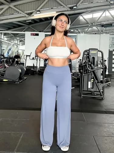 YEOREO Womens Straight Leggings 33" | High-Waisted, Stretch Nylon, Yoga & Workout thumbnail 3