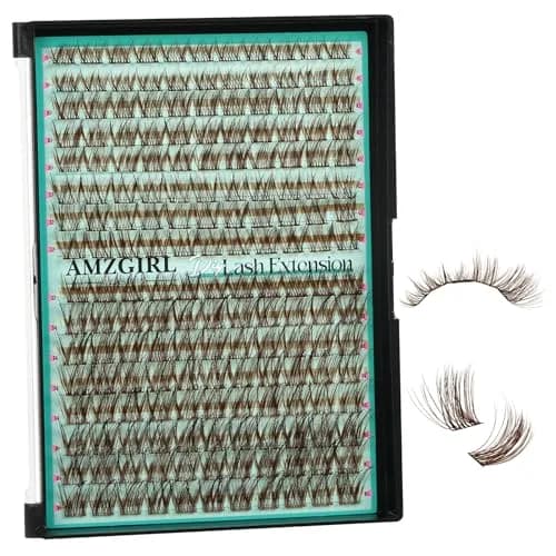 AMZGIRL Brown Lash Clusters 176PCS | Natural Light Hair Blend, Reusable & Easy DIY Application thumbnail 1