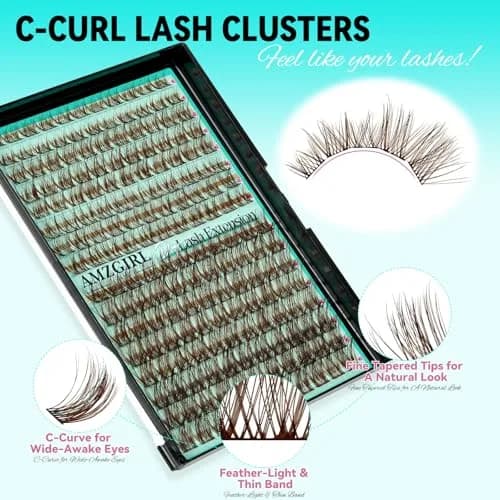 AMZGIRL Brown Lash Clusters 176PCS | Natural Light Hair Blend, Reusable & Easy DIY Application thumbnail 4