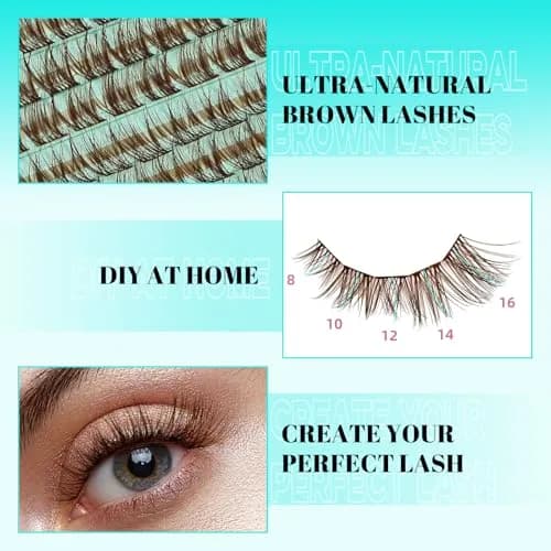 AMZGIRL Brown Lash Clusters 176PCS | Natural Light Hair Blend, Reusable & Easy DIY Application thumbnail 5