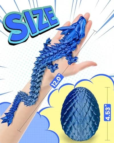 TBOLINE 12 Inch Articulated Crystal Dragon Egg Toy | ASTM-Certified Non-Toxic PLA thumbnail 4