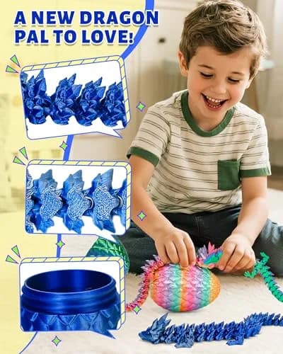 TBOLINE 12 Inch Articulated Crystal Dragon Egg Toy | ASTM-Certified Non-Toxic PLA thumbnail 2