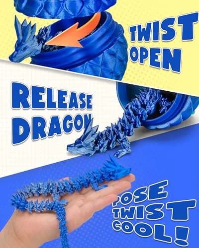 TBOLINE 12 Inch Articulated Crystal Dragon Egg Toy | ASTM-Certified Non-Toxic PLA thumbnail 3