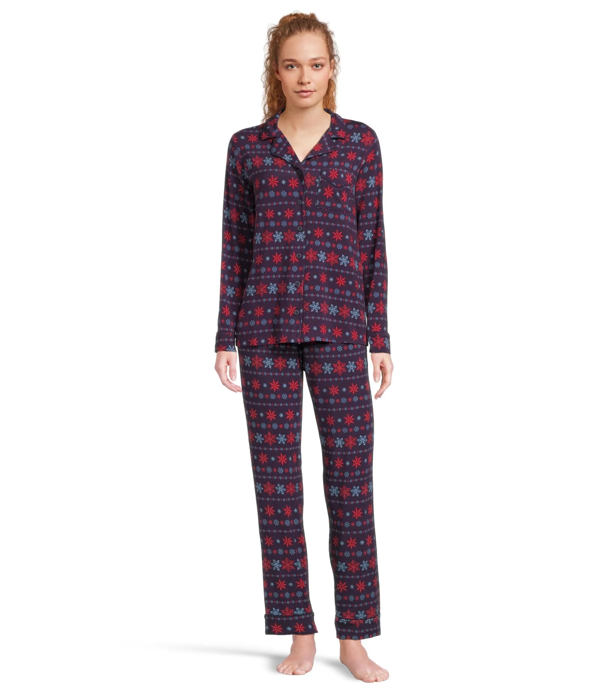 MeUndies Long Sleeve Modal PJ Set Fair Isle Flurry Large | Cozy, Breathable & Sustainable (70-120c)
