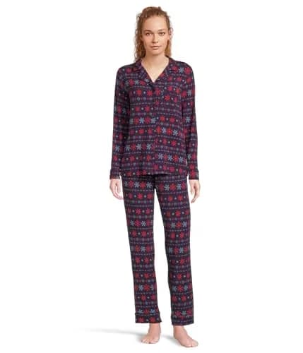 MeUndies Long Sleeve Modal PJ Set Fair Isle Flurry Large | Cozy, Breathable & Sustainable (70-120c) thumbnail 1