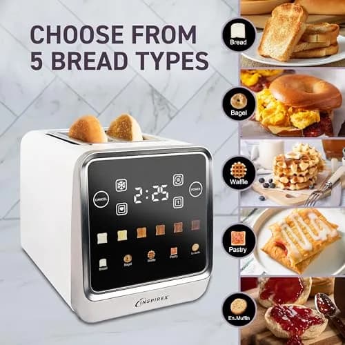 Nostalgia Inspirex Touch Screen Toaster - 2 Extra Wide Slots | 5 Bread Types & 6 Browning Levels thumbnail 7
