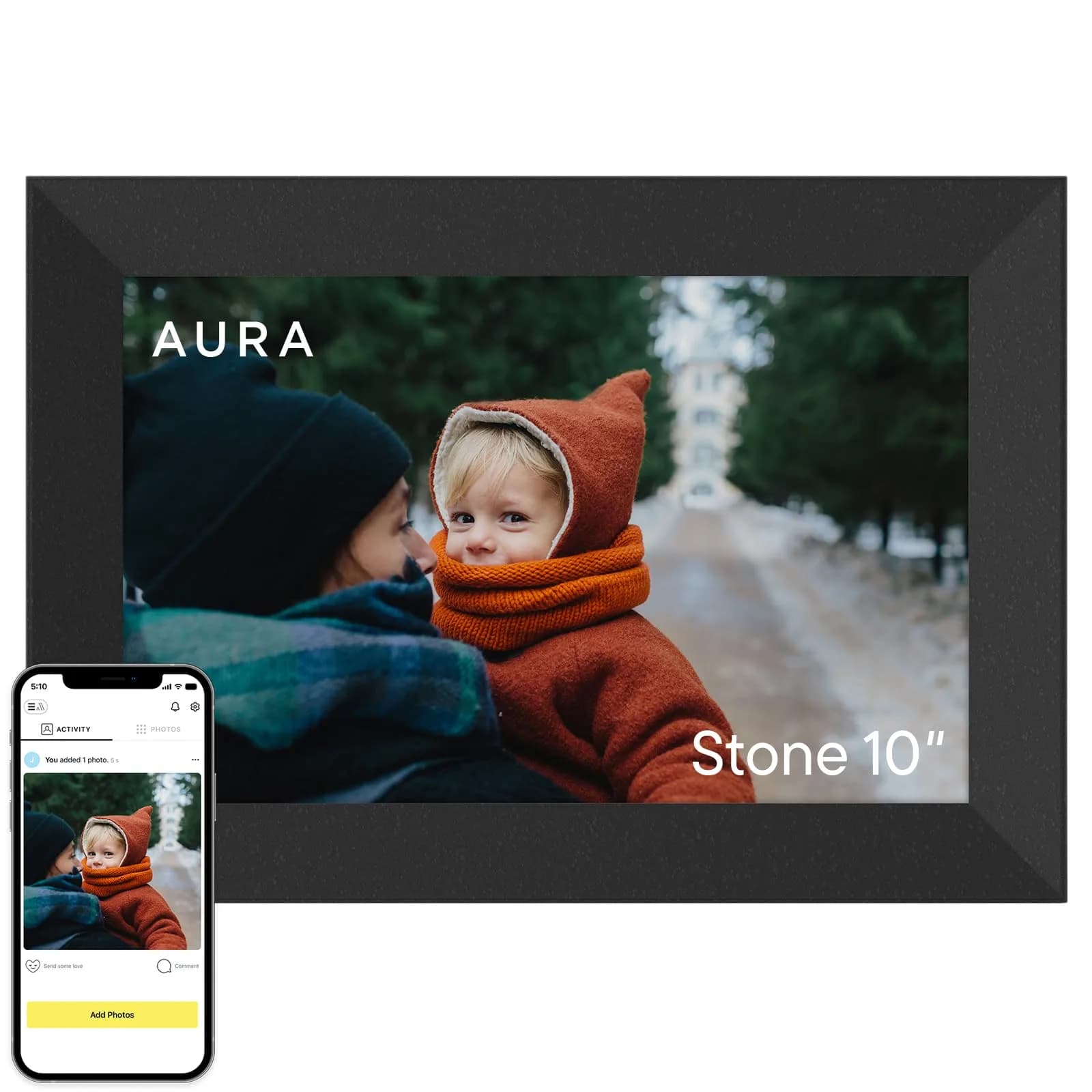 Aura Digital Picture Frame 10" | HD Display with Video & Wireless Sharing
