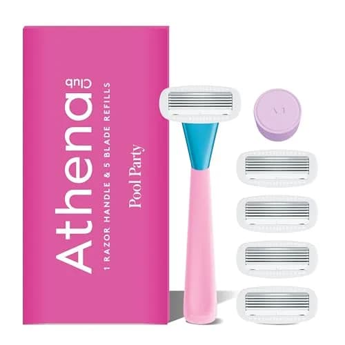 Athena Club Women's Razor Kit, 5-Blade Razor, Pool Party, 5 Refills | Shea & Hyaluronic Serum thumbnail 1