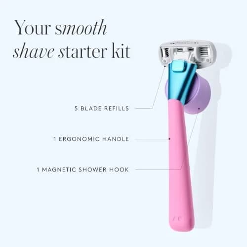 Athena Club Women's Razor Kit, 5-Blade Razor, Pool Party, 5 Refills | Shea & Hyaluronic Serum thumbnail 2