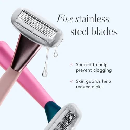 Athena Club Women's Razor Kit, 5-Blade Razor, Pool Party, 5 Refills | Shea & Hyaluronic Serum thumbnail 3