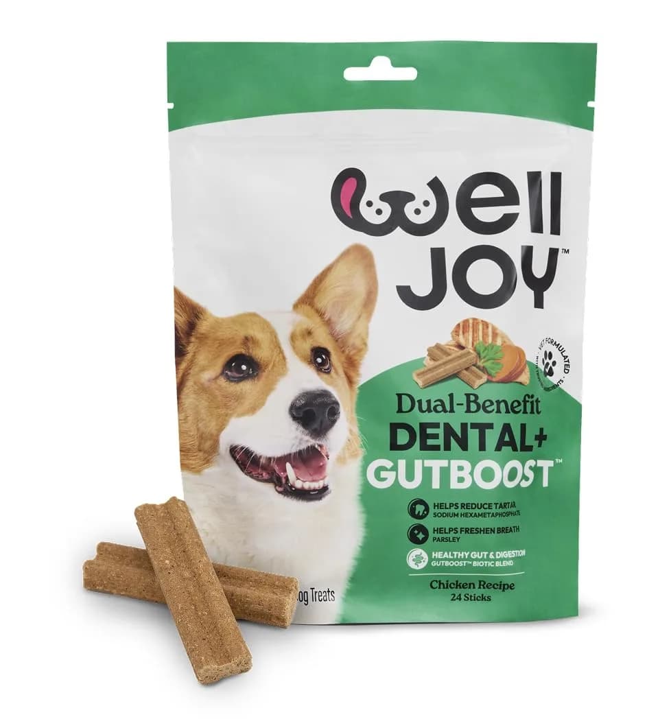WellJoy Dental Dog Treat + Teeth Cleaning, Parsley, GutBoost, 24ct | Supports Oral & Digestive Wellness