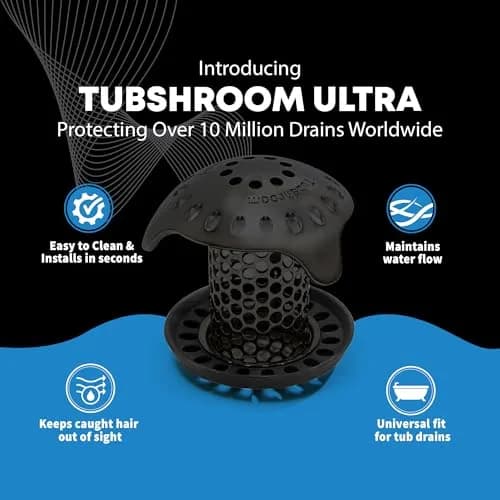 TubShroom Ultra Stainless Steel Drain Protector, Hair Catcher Strainer for Bathroom Tub and Shower, Matte Black, 1.5cm (1.5in) Drain Diameter | Award-Winning Design thumbnail 4