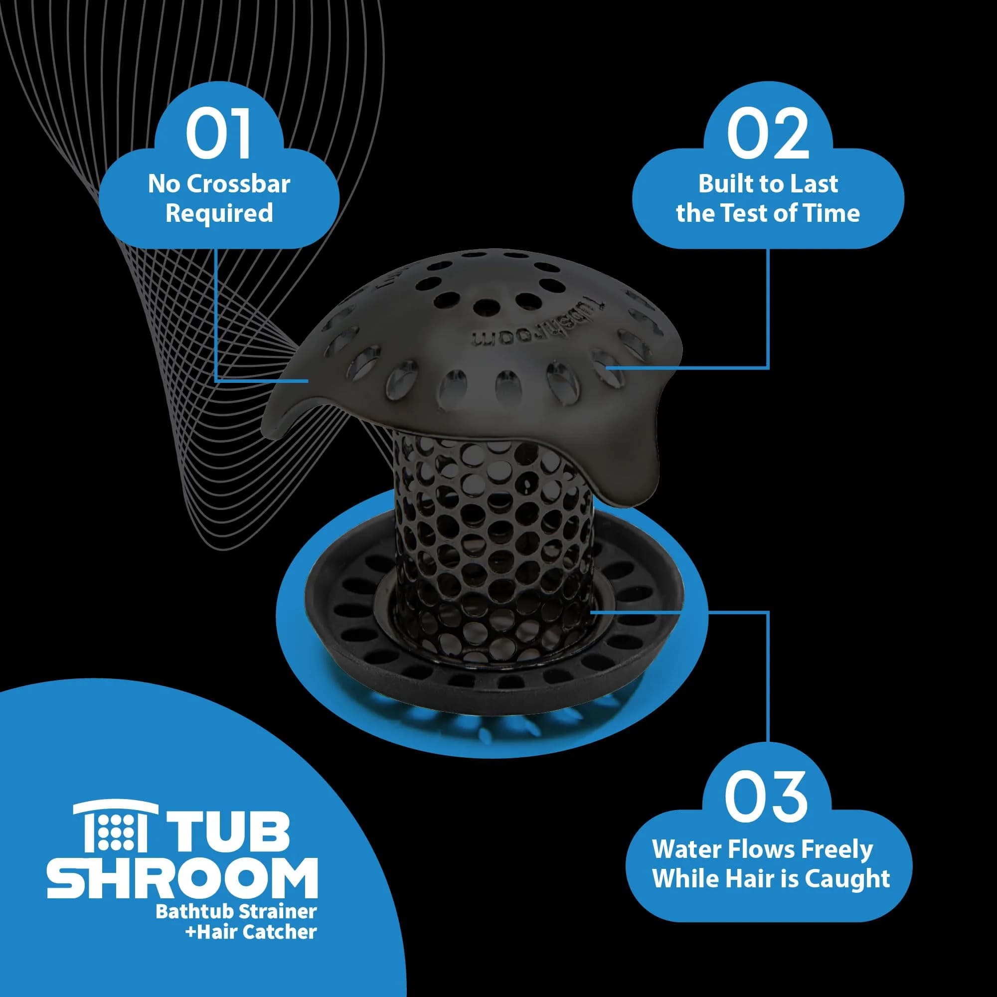 TubShroom Ultra Stainless Steel Drain Protector, Hair Catcher Strainer for Bathroom Tub and Shower, Matte Black, 1.5cm (1.5in) Drain Diameter | Award-Winning Design - view 7