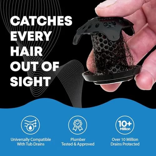 TubShroom Ultra Stainless Steel Drain Protector, Hair Catcher Strainer for Bathroom Tub and Shower, Matte Black, 1.5cm (1.5in) Drain Diameter | Award-Winning Design thumbnail 2