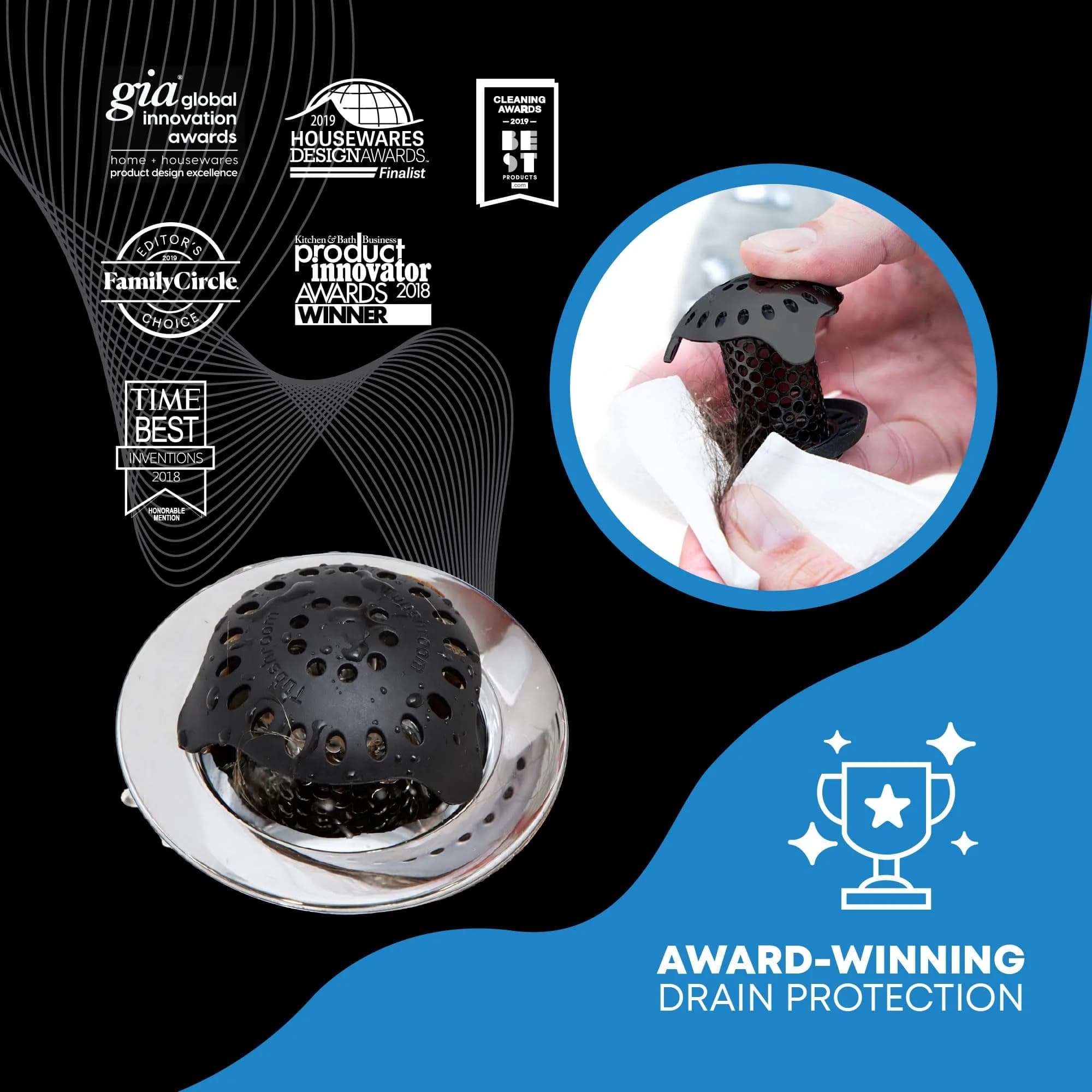 TubShroom Ultra Stainless Steel Drain Protector, Hair Catcher Strainer for Bathroom Tub and Shower, Matte Black, 1.5cm (1.5in) Drain Diameter | Award-Winning Design - view 3