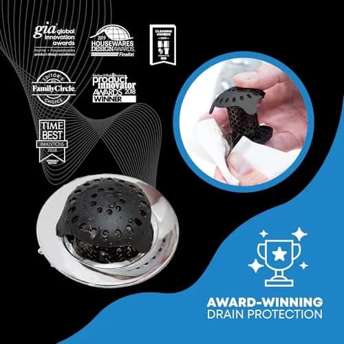 TubShroom Ultra Stainless Steel Drain Protector, Hair Catcher Strainer for Bathroom Tub and Shower, Matte Black, 1.5cm (1.5in) Drain Diameter | Award-Winning Design thumbnail 3