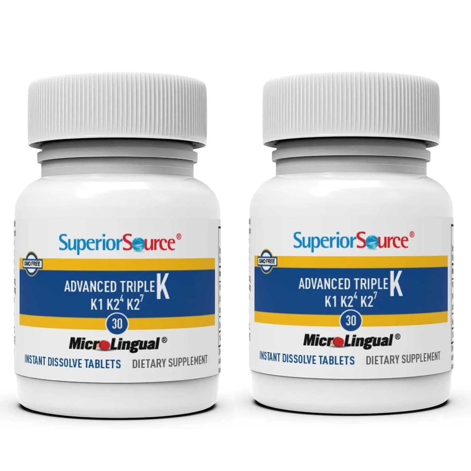 Superior Source Triple K Vitamins K1 & K2 (MK-4, MK-7) 30Ct 2 Pack | Supports Bone & Immune Health