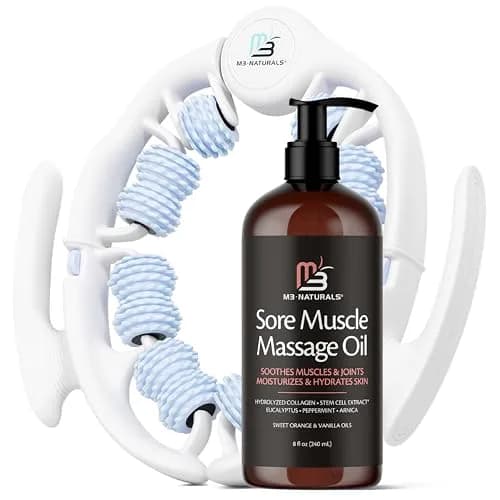 M3 Naturals Sore Muscle Massage Oil & Lymphatic Drainage Massager Kit 240ml (8 fl oz) | FDA Approved & Doctor Recommended thumbnail 1