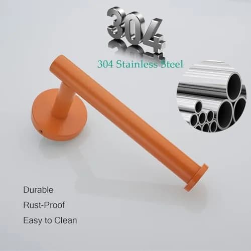 SEABEFORE Orange Toilet Paper Holder SUS304 Stainless Steel | Modern Wall Mount, 6 inch TP Holder for Kitchen Washroom thumbnail 4