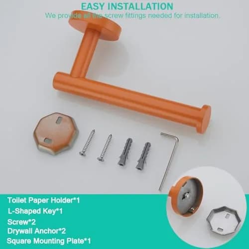SEABEFORE Orange Toilet Paper Holder SUS304 Stainless Steel | Modern Wall Mount, 6 inch TP Holder for Kitchen Washroom thumbnail 8