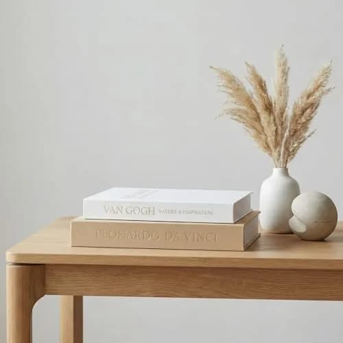 Inoostar Aesthetic Decorative Books Set of 2 Linen Boxes with Gold Lettering 21cm (8.27 in) | Enhance Your Coffee Table, Bookshelf or Mantle Decor thumbnail 5