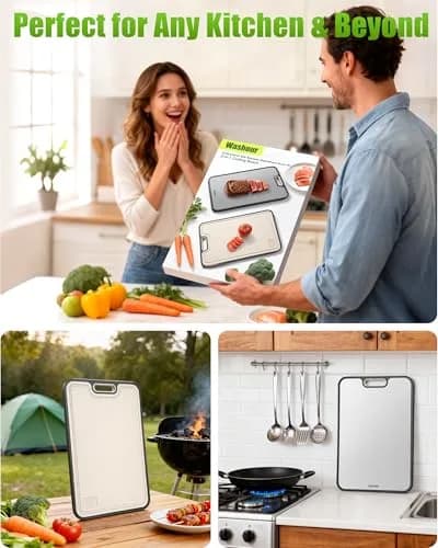 Washour Titanium Cutting Board for Kitchen 16" x 10" | 2-in-1 Non Toxic Dual-Sided Design thumbnail 8
