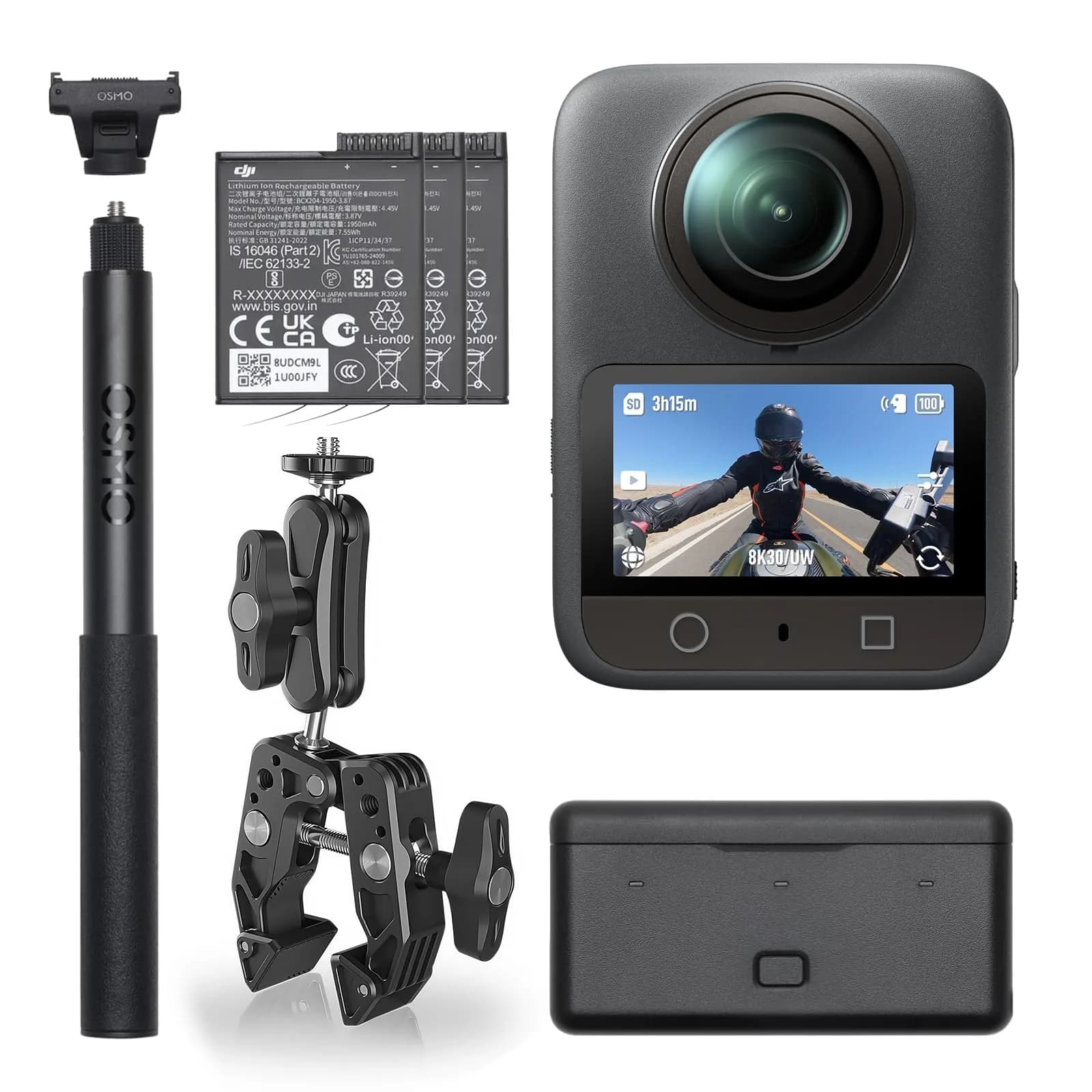 DJI Osmo 360 Motorcycle Handlebar POV Combo | 8K 360° Action Camera Waterproof