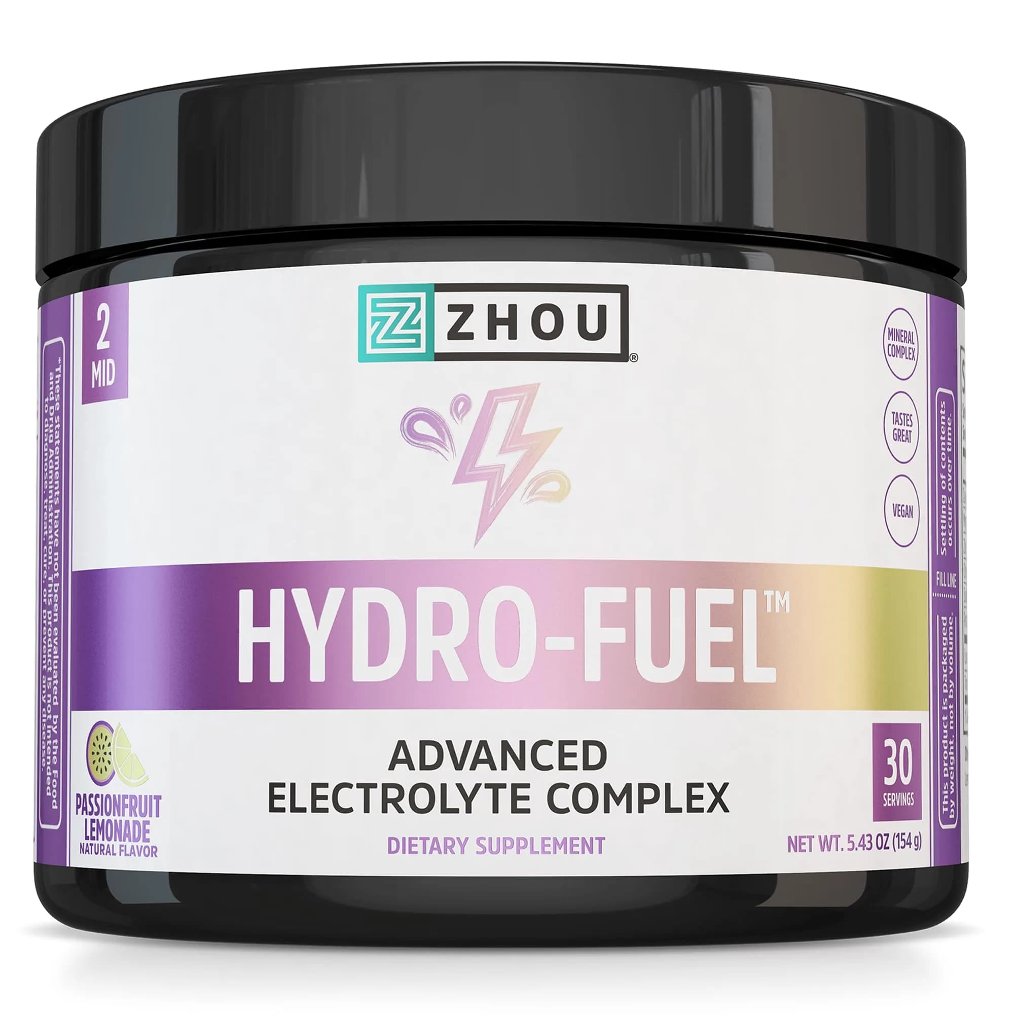 ZHOU Hydro-Fuel Passionfruit Lemonade Electrolytes Powder | Sugar-Free Hydration Mix for Active Lifestyle