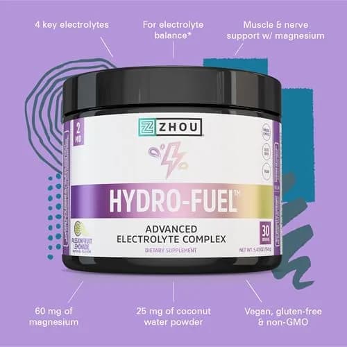 ZHOU Hydro-Fuel Passionfruit Lemonade Electrolytes Powder | Sugar-Free Hydration Mix for Active Lifestyle thumbnail 4