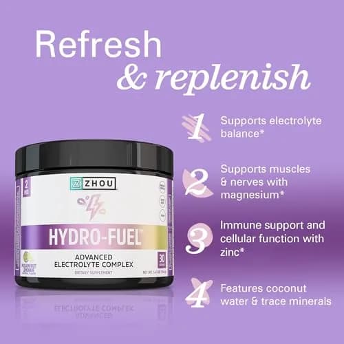 ZHOU Hydro-Fuel Passionfruit Lemonade Electrolytes Powder | Sugar-Free Hydration Mix for Active Lifestyle thumbnail 3