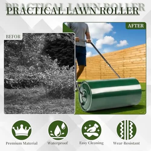 Outvita Lawn Roller, 13 Gallons | Water & Sand Filled, Steel Drum, Green & Black thumbnail 4