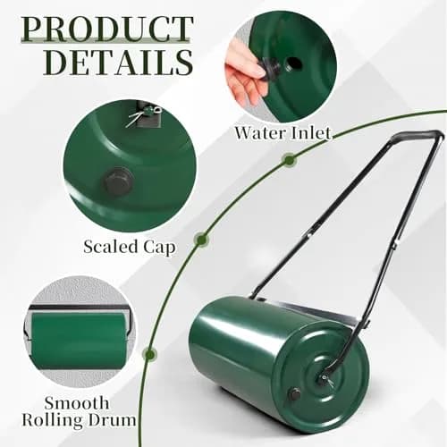 Outvita Lawn Roller, 13 Gallons | Water & Sand Filled, Steel Drum, Green & Black thumbnail 5