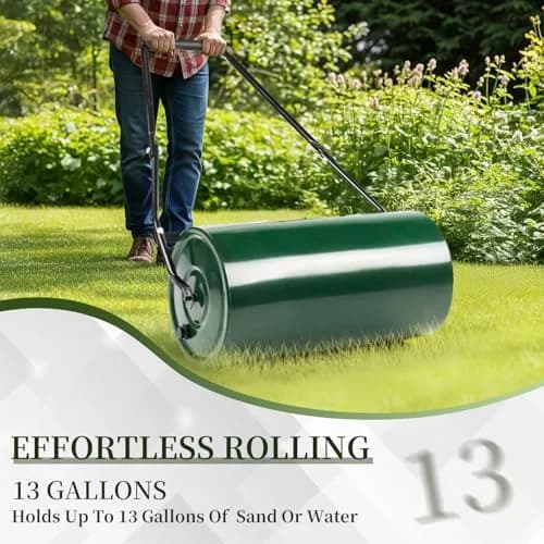 Outvita Lawn Roller, 13 Gallons | Water & Sand Filled, Steel Drum, Green & Black thumbnail 7