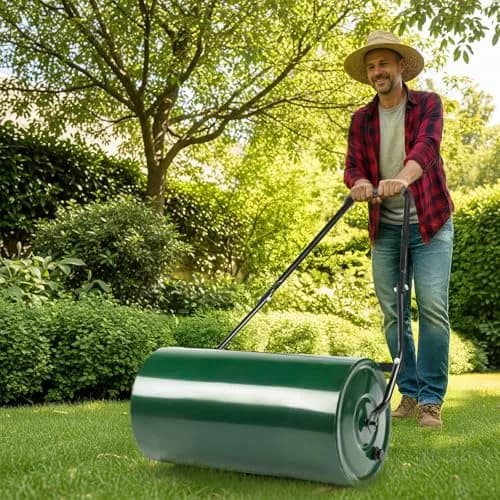 Outvita Lawn Roller, 13 Gallons | Water & Sand Filled, Steel Drum, Green & Black thumbnail 9