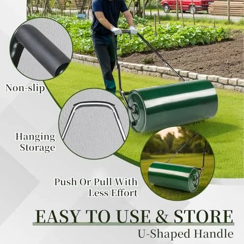 Outvita Lawn Roller, 13 Gallons | Water & Sand Filled, Steel Drum, Green & Black thumbnail 3