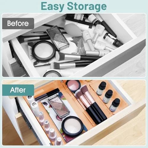 WOWBOX 25 PCS Plastic Drawer Organizer Set, 4 Sizes, Clear Orange | Versatile Home & Office Storage Bins thumbnail 4