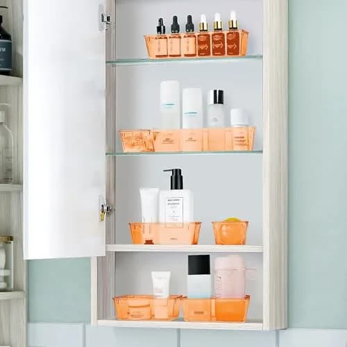 WOWBOX 25 PCS Plastic Drawer Organizer Set, 4 Sizes, Clear Orange | Versatile Home & Office Storage Bins thumbnail 6