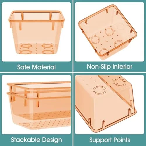 WOWBOX 25 PCS Plastic Drawer Organizer Set, 4 Sizes, Clear Orange | Versatile Home & Office Storage Bins thumbnail 3