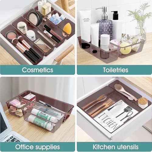 WOWBOX 25 PCS Plastic Drawer Organizer Set, Makeup Organizers and Storage Bins | 4 Sizes, Clear, Non-Toxic Plastic thumbnail 5
