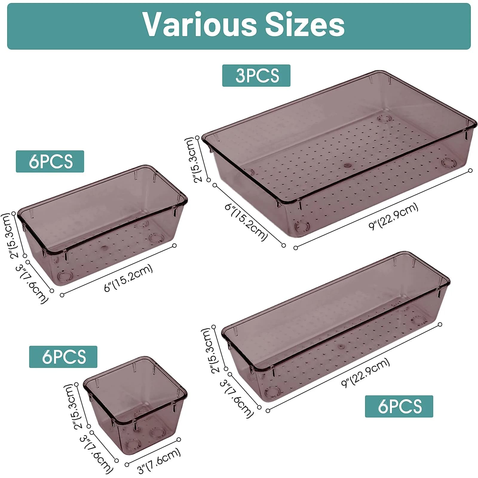WOWBOX 25 Piece Plastic Drawer Organizer Set in Brown - Versatile Storage Caddy for Students - view 2