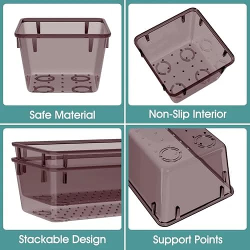 WOWBOX 25 PCS Plastic Drawer Organizer Set, Makeup Organizers and Storage Bins | 4 Sizes, Clear, Non-Toxic Plastic thumbnail 3