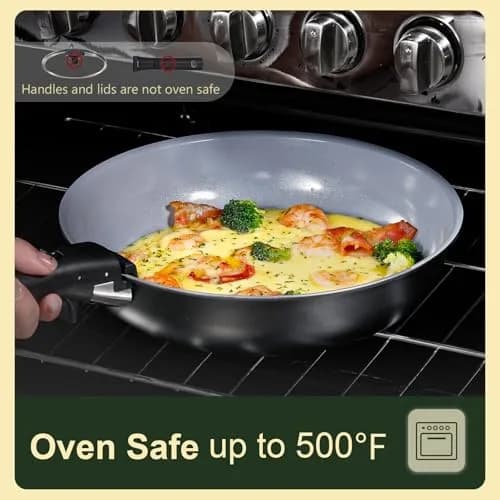 CAROTE 19pcs Ceramic Cookware Set Detachable Handle | Non Stick, Healthy Cooking, Space Saving thumbnail 6